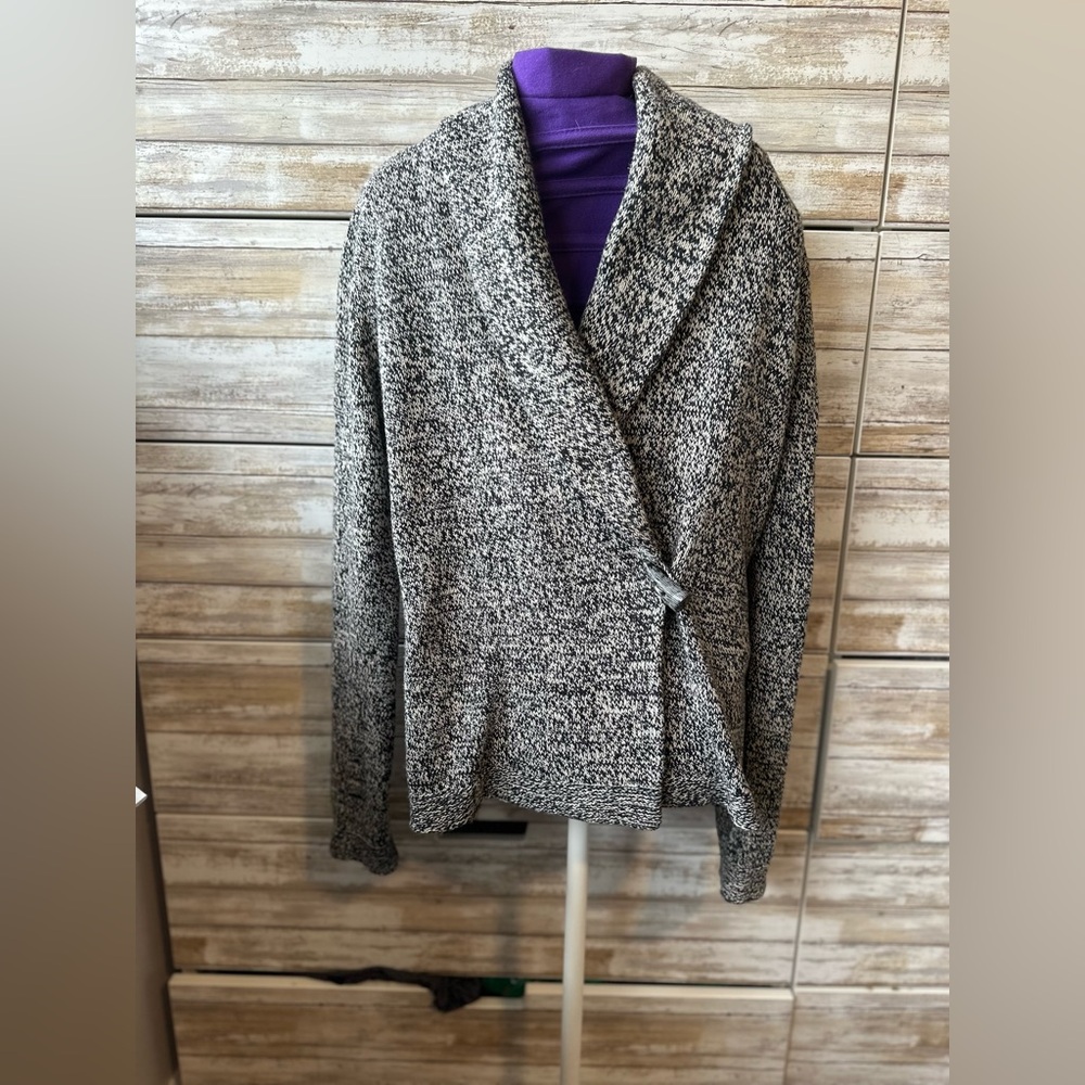 🖤 Lauren Ralph Lauren Marled Wrap Cardigan Toggle Sweater Medium